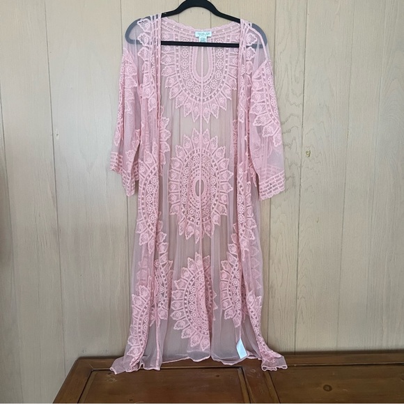 Rachel Zoe Lace Pink Cover Up One Size Womens - Picture 2 of 11
